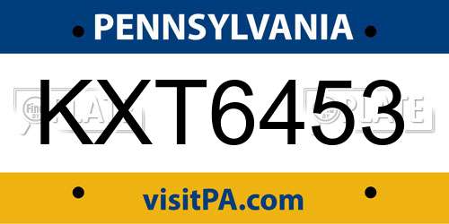KXT6453 Pennsylvania License Plate