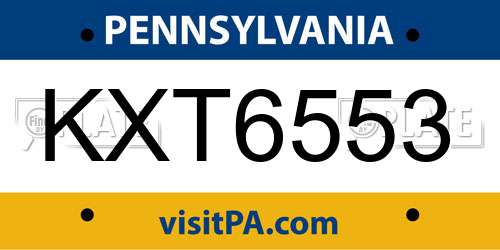 KXT6553 Pennsylvania License Plate