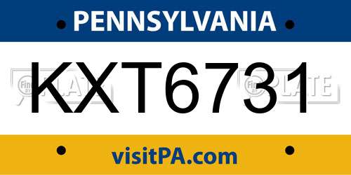 KXT6731 Pennsylvania License Plate