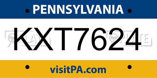 KXT7624 Pennsylvania License Plate