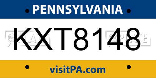 KXT8148 Pennsylvania License Plate