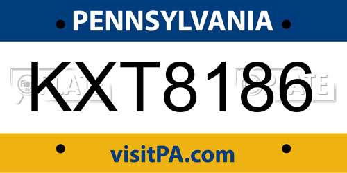 KXT8186 Pennsylvania License Plate