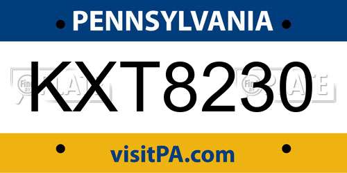KXT8230 Pennsylvania License Plate