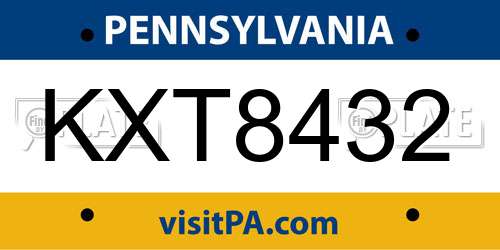 KXT8432 Pennsylvania License Plate