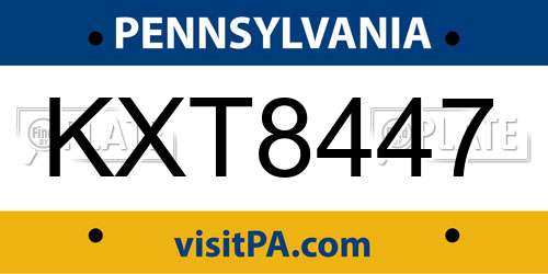 KXT8447 Pennsylvania License Plate