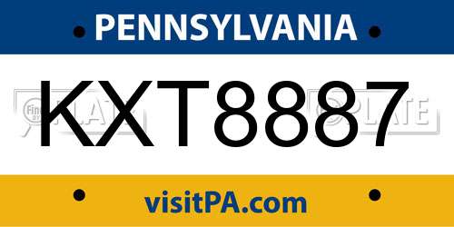 KXT8887 Pennsylvania License Plate