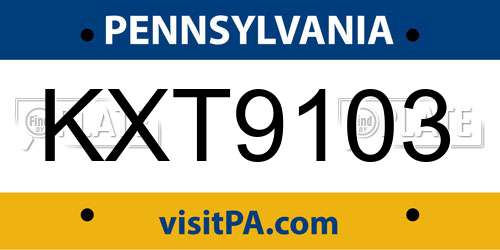 KXT9103 Pennsylvania License Plate