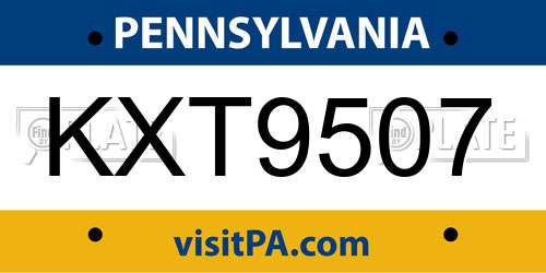 KXT9507 Pennsylvania License Plate