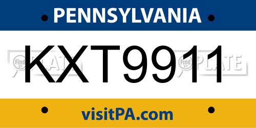 KXT9911 Pennsylvania License Plate