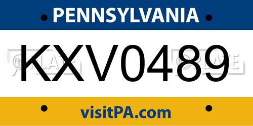KXV0489 Pennsylvania License Plate
