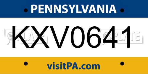 KXV0641 Pennsylvania License Plate