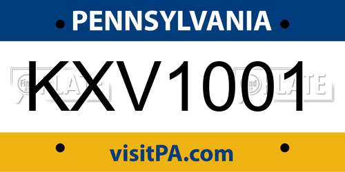KXV1001 Pennsylvania License Plate