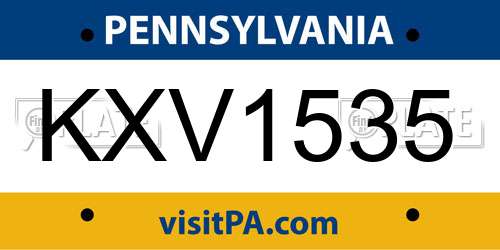 KXV1535 Pennsylvania License Plate