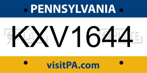 KXV1644 Pennsylvania License Plate