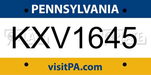 KXV1645 Pennsylvania License Plate