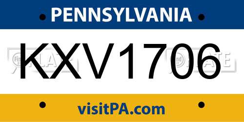 KXV1706 Pennsylvania License Plate