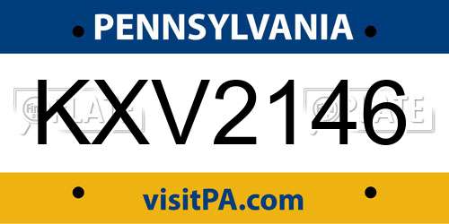 KXV2146 Pennsylvania License Plate