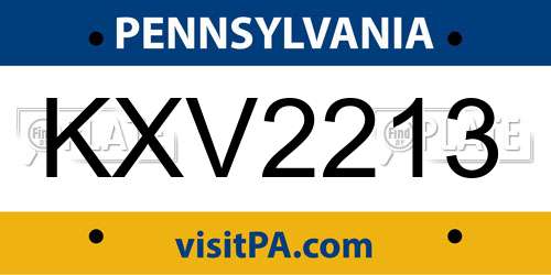 KXV2213 Pennsylvania License Plate