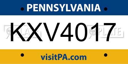KXV4017 Pennsylvania License Plate