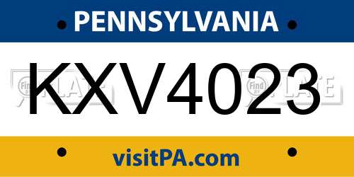 KXV4023 Pennsylvania License Plate