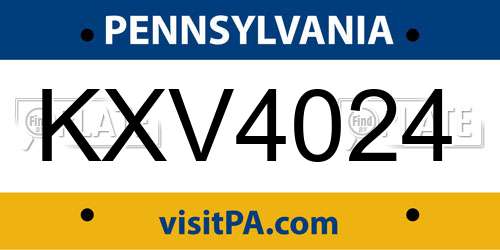 KXV4024 Pennsylvania License Plate