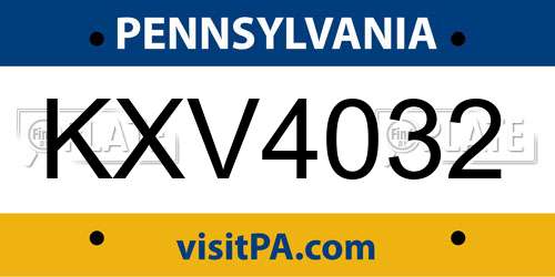 KXV4032 Pennsylvania License Plate