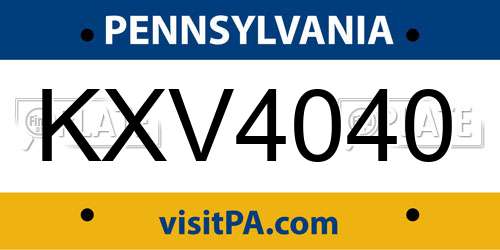 KXV4040 Pennsylvania License Plate