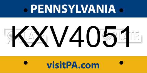 KXV4051 Pennsylvania License Plate
