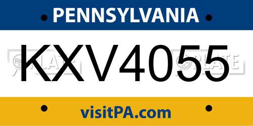 KXV4055 Pennsylvania License Plate
