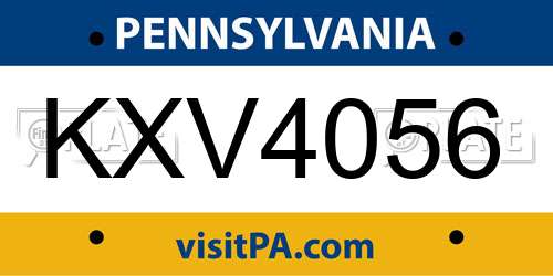 KXV4056 Pennsylvania License Plate