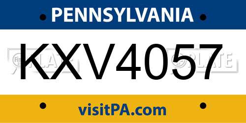 KXV4057 Pennsylvania License Plate