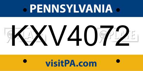 KXV4072 Pennsylvania License Plate