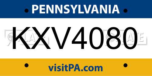 KXV4080 Pennsylvania License Plate