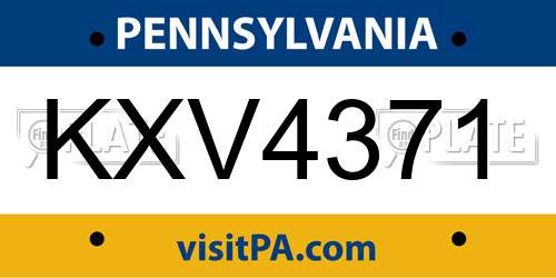 KXV4371 Pennsylvania License Plate