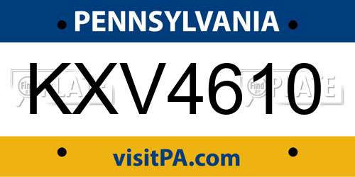 KXV4610 Pennsylvania License Plate