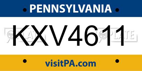 KXV4611 Pennsylvania License Plate