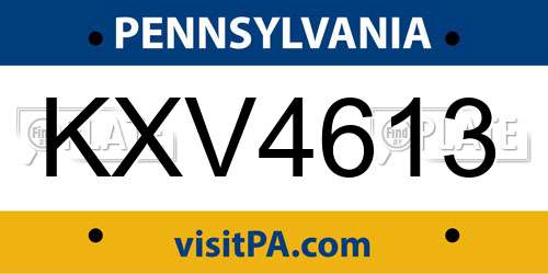 KXV4613 Pennsylvania License Plate