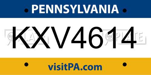 KXV4614 Pennsylvania License Plate