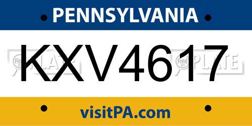 KXV4617 Pennsylvania License Plate