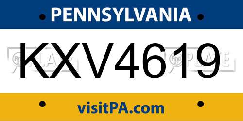 KXV4619 Pennsylvania License Plate