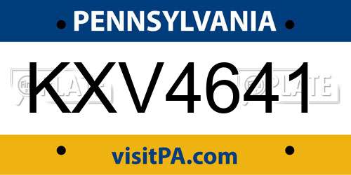 KXV4641 Pennsylvania License Plate