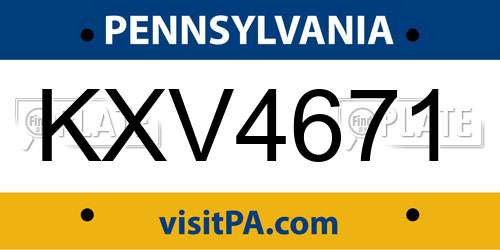 KXV4671 Pennsylvania License Plate