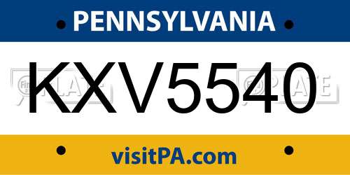 KXV5540 Pennsylvania License Plate