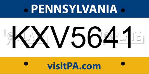 KXV5641 Pennsylvania License Plate