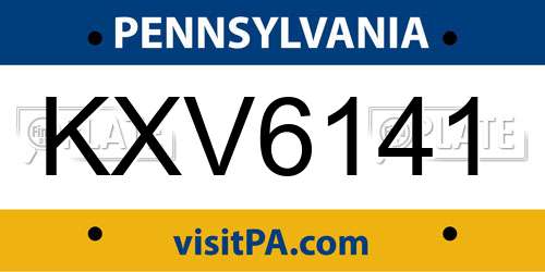 KXV6141 Pennsylvania License Plate