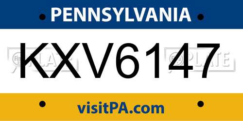 KXV6147 Pennsylvania License Plate