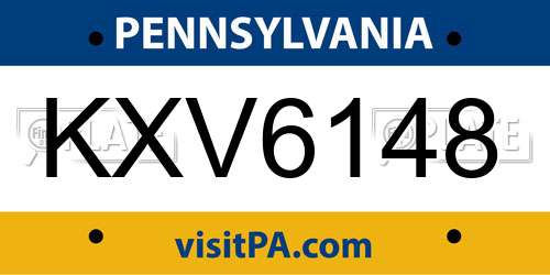 KXV6148 Pennsylvania License Plate