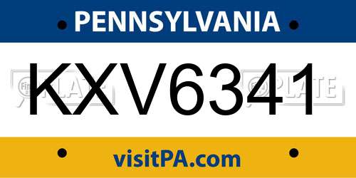 KXV6341 Pennsylvania License Plate