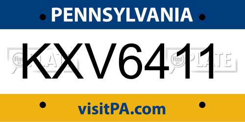 KXV6411 Pennsylvania License Plate