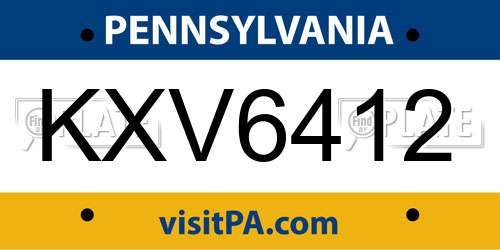 KXV6412 Pennsylvania License Plate